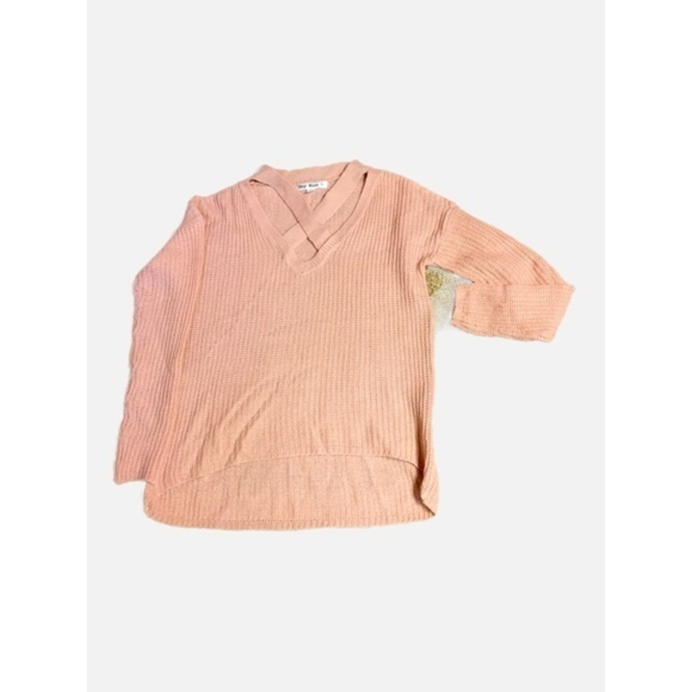Pink Knitted sweater V Neck, long sleeves By Say What? Size S